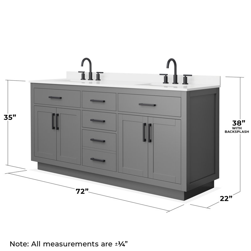 Beckett TK 72'' W Vanity, 8" Center, Matte Black, Gray