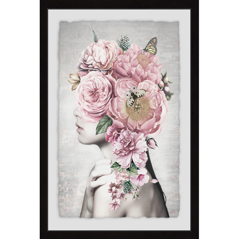 « floral cheveu », impression encadrée, H 24 po x l 16 po x P 1,5 po
