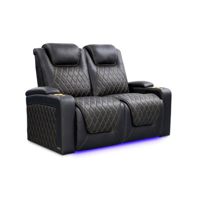 Upholstered Home Theater Seating with Cup Holder
