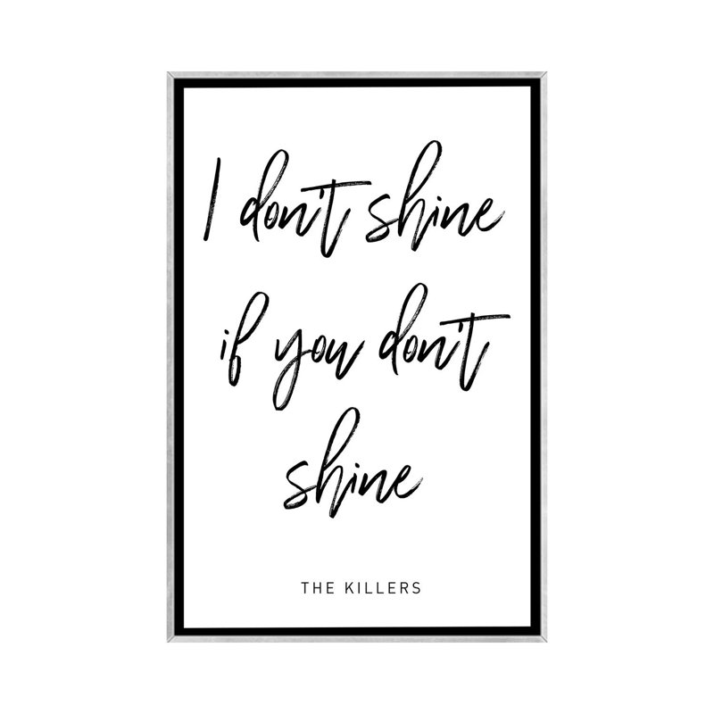 "Shine Killers", reproduction d’art textuel, H 40 po x l 26 po x P 1,5 po, Toile avec cadre argenté, Pas de tapis
