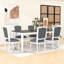 Ensemble de table de salle à manger extensible 7 pièces Rustic avec rallonge amovible et 6 chaises rembourrées-1957825806-1957825807