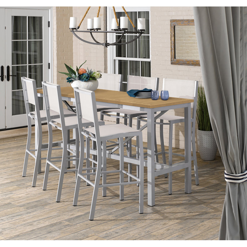 Travira Outdoor Bar Stool, Natural Sling