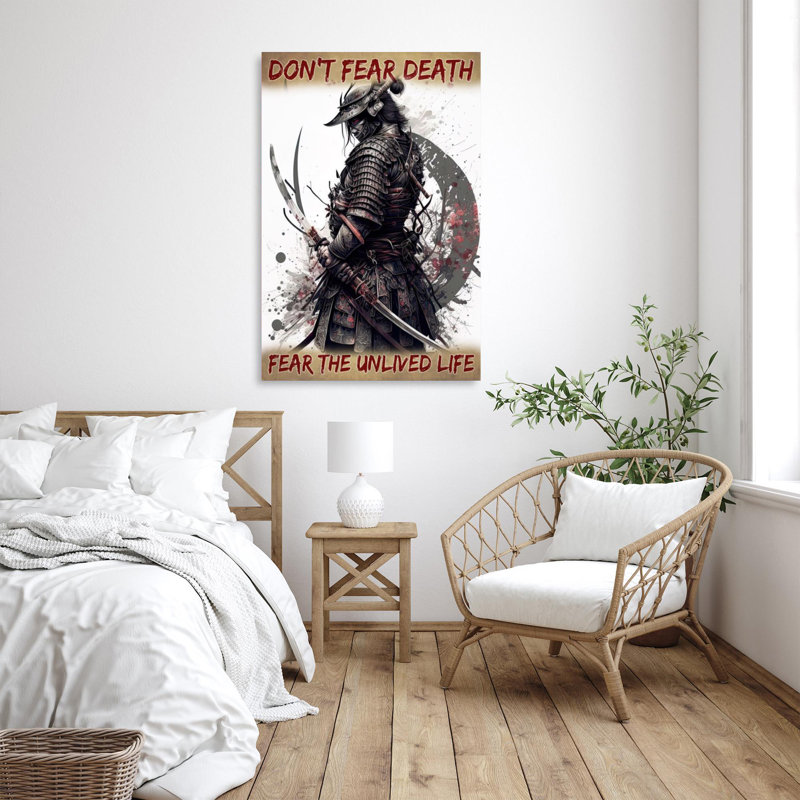 Samurai Dont Fear Mort - Reproduction d'art graphique sur toile tendue, H 36 po x l 24 po x P 1,25 po