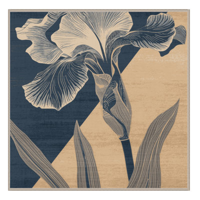 Tapis floral moelleux doux à motif floral iris brun et beige