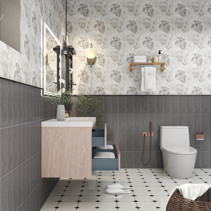 Meuble-lavabo simple 47,25 po avec plateau en acrylique Avely, Bois rose