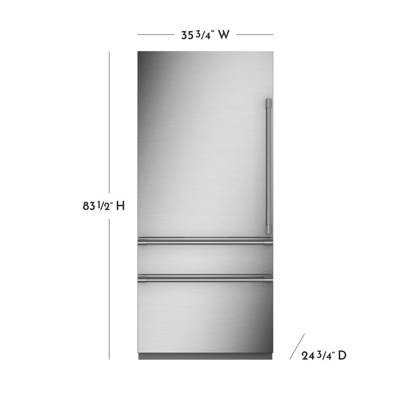 Monogram 36" Integrated Left-Hinge Bottom Freezer Refrigerator