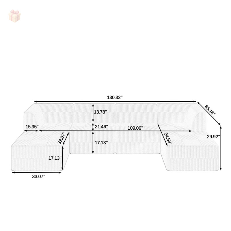 Canapé modulaire Boneless, Gris