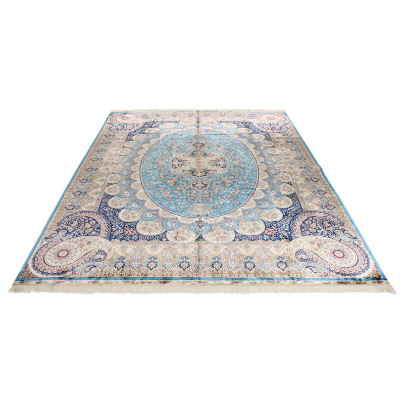 Tapis turc bleu et beige 9 x 12