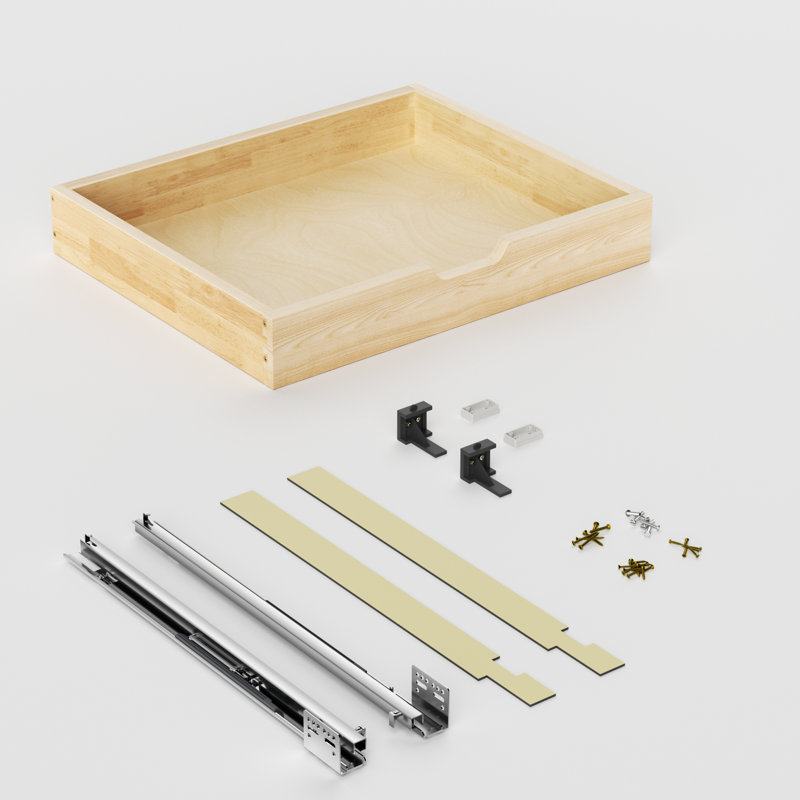 Tiroir à fermeture en douceur pour armoires de cuisine et garde-manger Rashun, H 4 po x l 25,5 po x P 20,98 po
