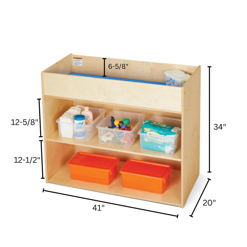 Natural Wood Changing Table with Open Storage