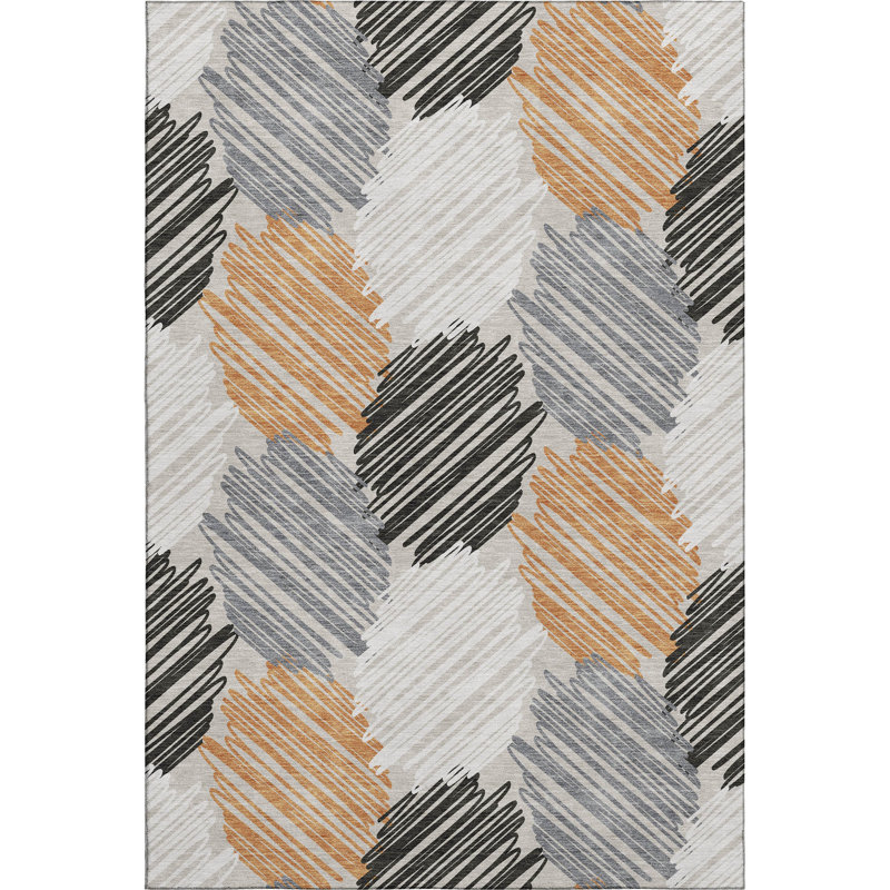 Premium Machine Washable Mayfield AMF1942 Geometric Rug, Rectangle 5' x 7'6"