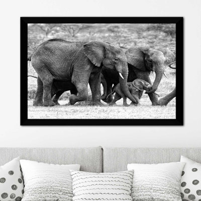 Famille d'éléphants, reproduction de photo