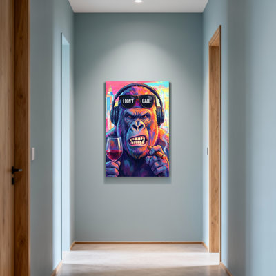 Animals Gorilla With Sunglasses And Wine