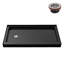 Base de douche 60 po x 32 po Alcove en acrylique noir brillant avec drain à gauche, drain inclus-115184205