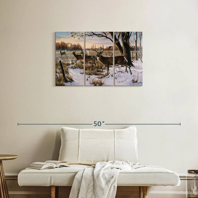 Brampt Cautious Crossing - Whitetails, 20" H x 33" W