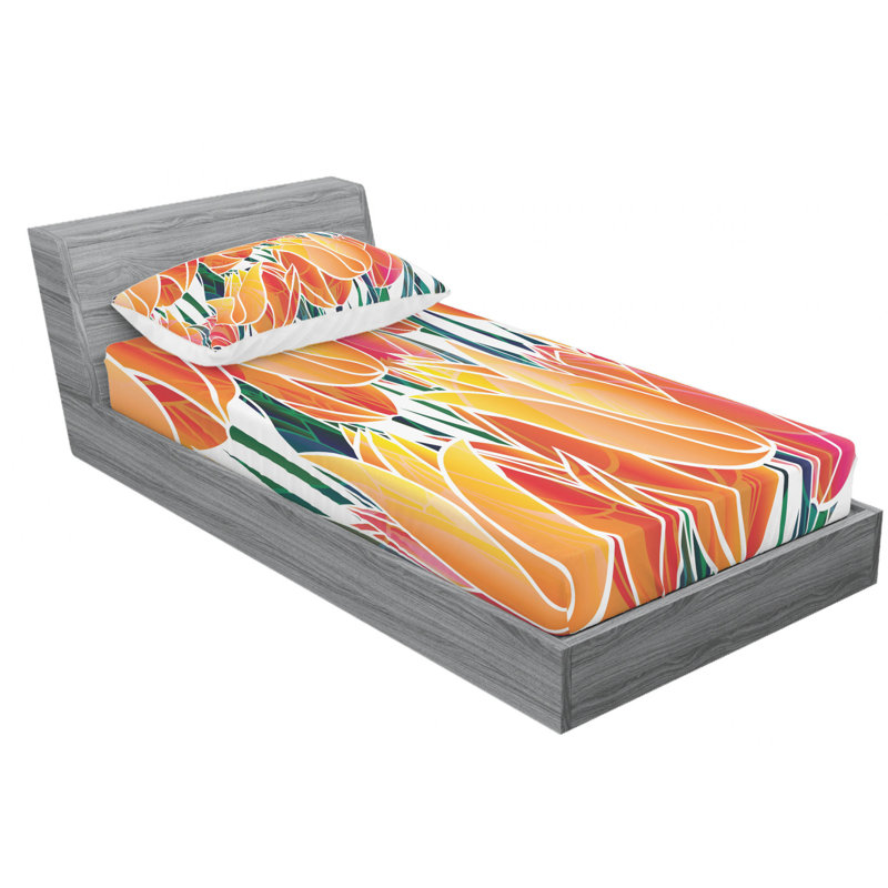 Microfiber Floral Sheet Set, Twin Sheet Set with Fitted Sheet