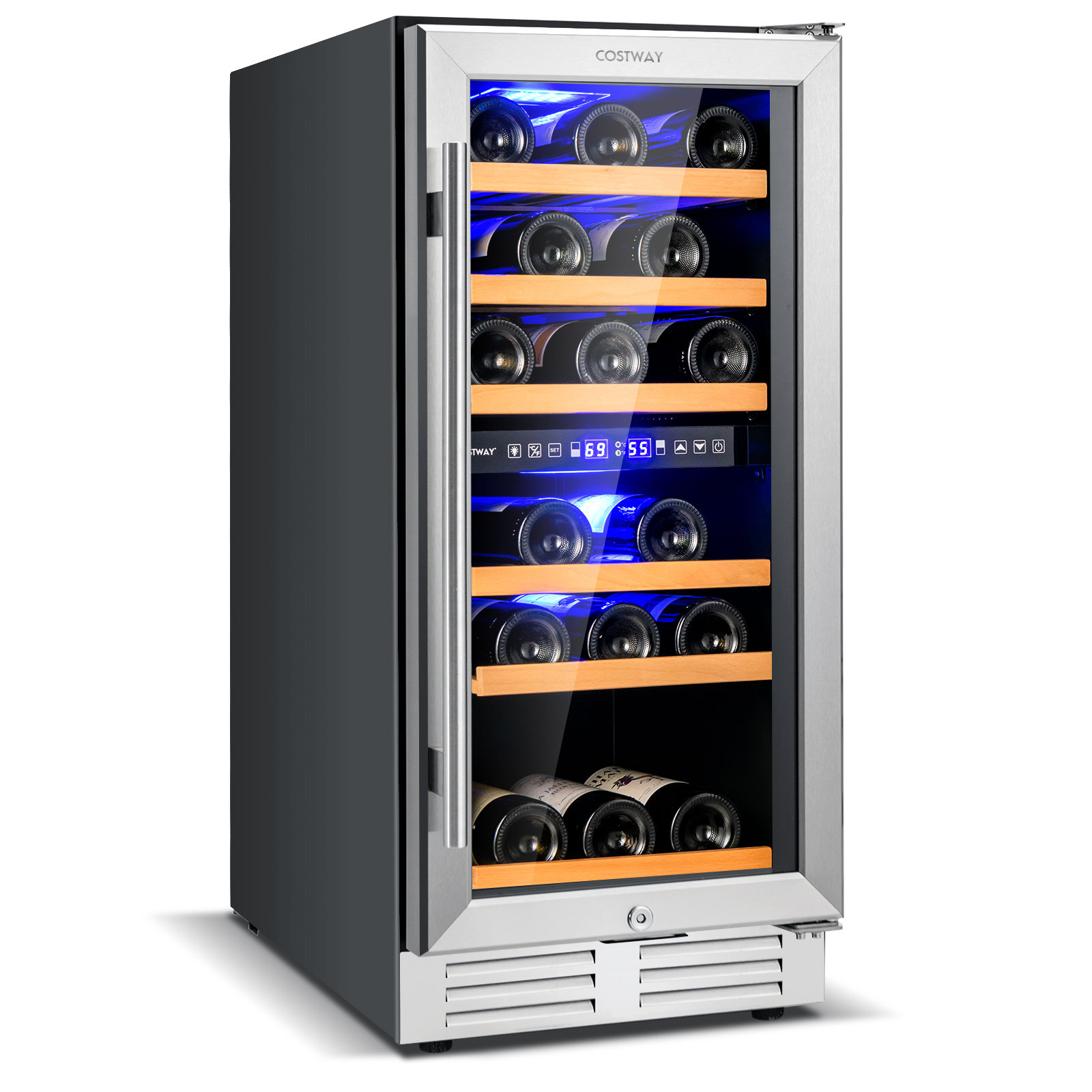 Costway Dual Zone 15'' Freestanding 30 Bottle Wine Refrigerator — FIN-0017328 | Fridge.com