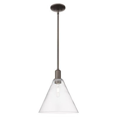 Arcadia - Benston - 1 Light 12" Stem Hung Mini Pendant - Oil Rubbed Bronze Finish - Clear Shade