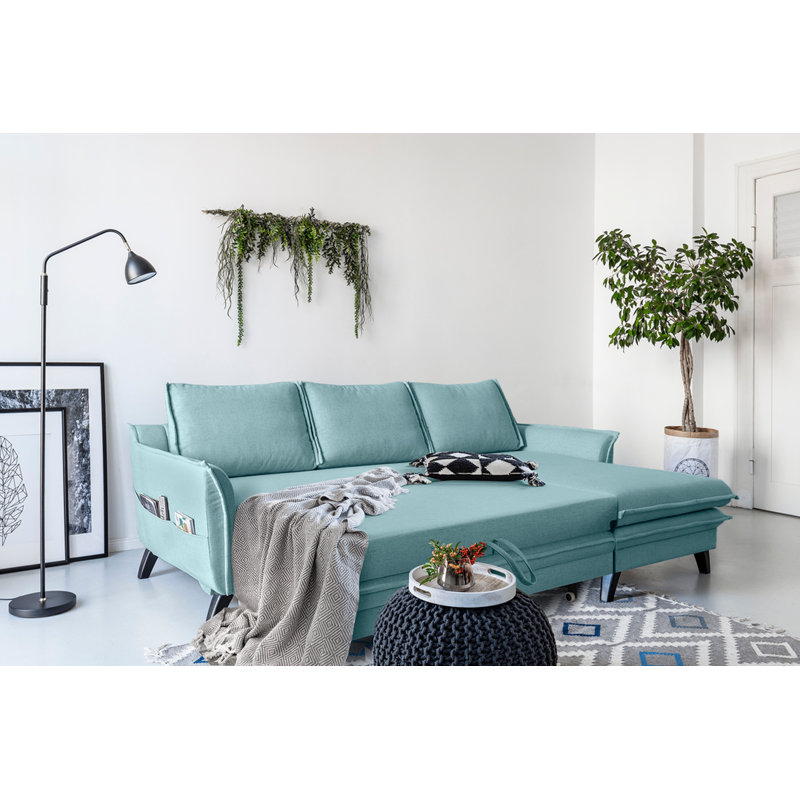 Charming Charlie Corner Sofa Chaise, Aqua, Right Hand Facing