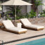Ensemble de chaise longue en bois avec coussin de détente (crème) - version assortie disponible