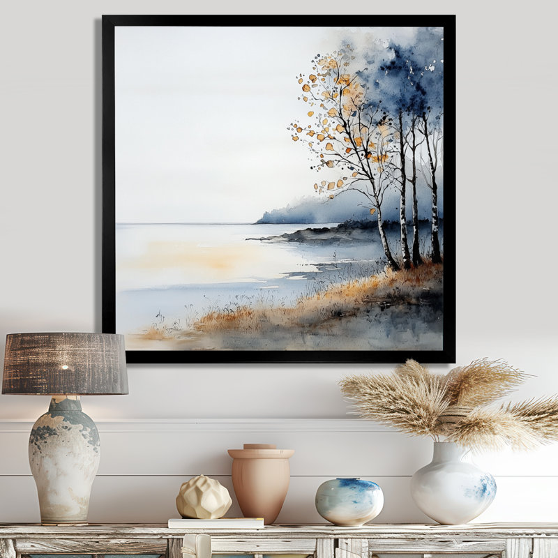 Minimalist Beach At Dawn I - plage et océan, reproduction sur toile, H 16 po x l 16 po, Noir