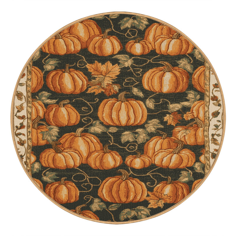  Tapis lavable à la citrouille, Carré 3 pi