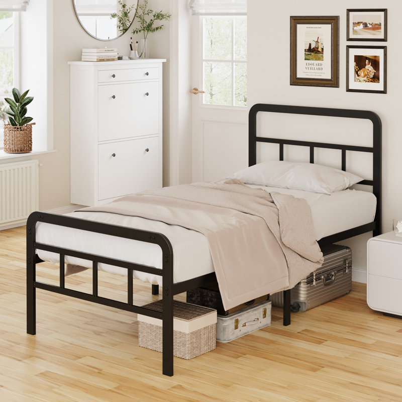 16 Inch Metal Bed Frame with Headboard and Footboard, Twin