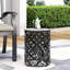 Table d'extérieur, grande conception cylindrique moderne à motif floral enchanteur, structure thermolaquée, sans assemblage, noire, table de bout de l 13,99 po x P 13,99 po - grande structure-74400713