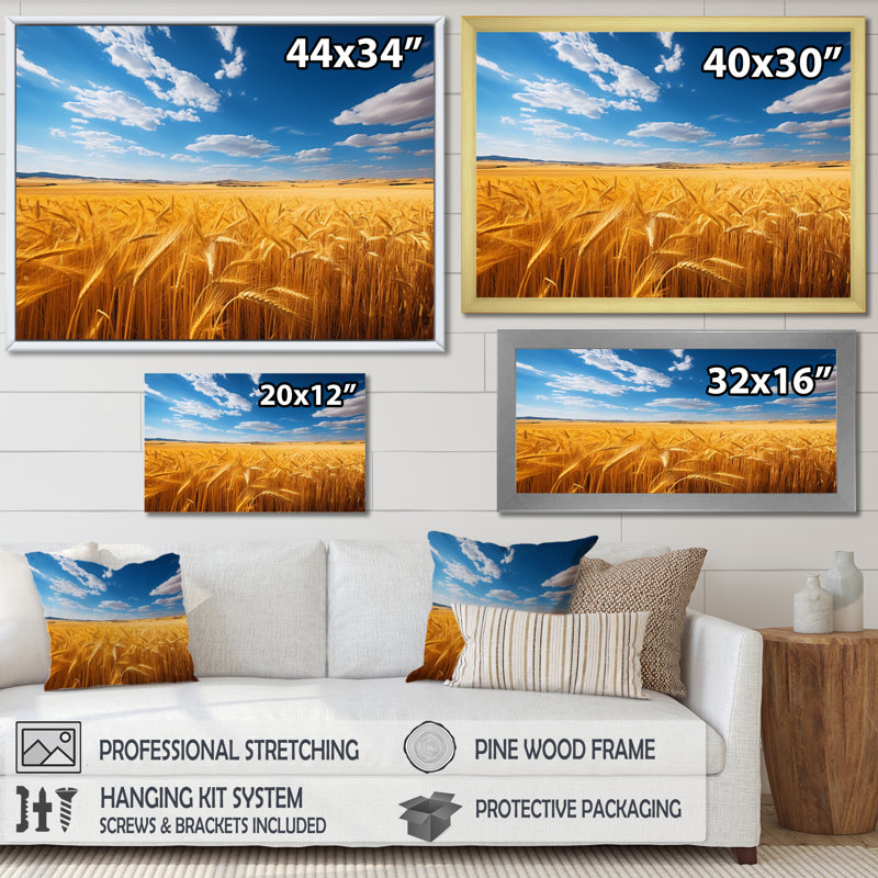«Australie Golden Plains», reproduction sur toile encadrée, H 34 po x l 44 po x P 1,5 po, Cadre flottant blanc