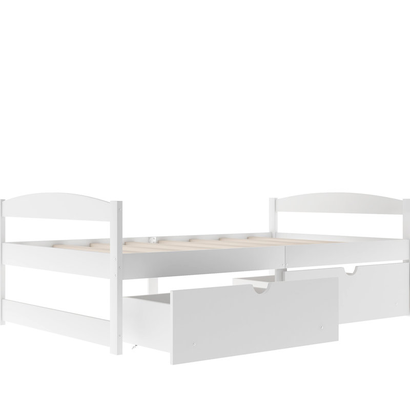 Lit simple avec tiroirs en blanc - Simple mais pratique et élégant