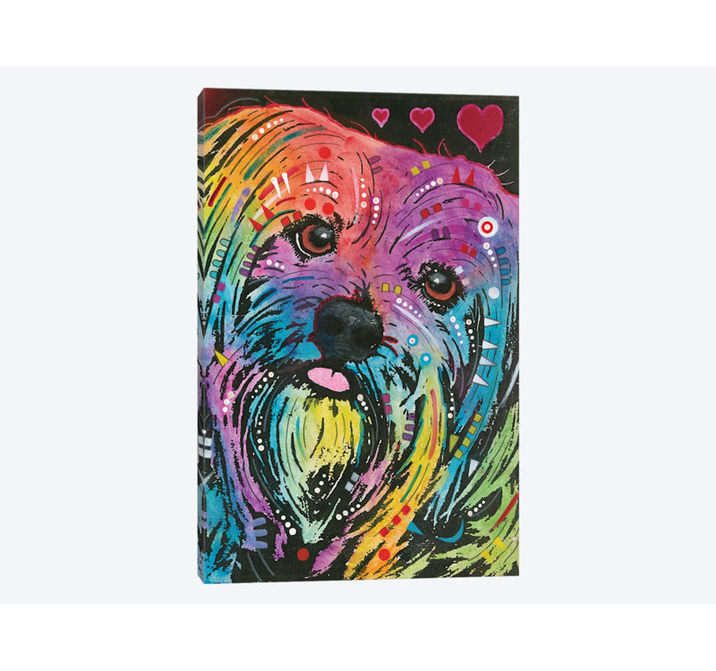« yorkie », impression sur toile, H 12 po x l 8 po x P 0,75 po, Toile tendue, Pas de tapis