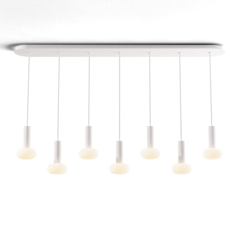 7 - Light LED Kitchen Island Pendant, Matte White