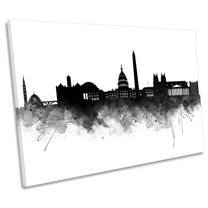 Washington Abstract City Skyline - Wrapped Canvas Print, 91.4cm H x 137.2cm W x 4cm D