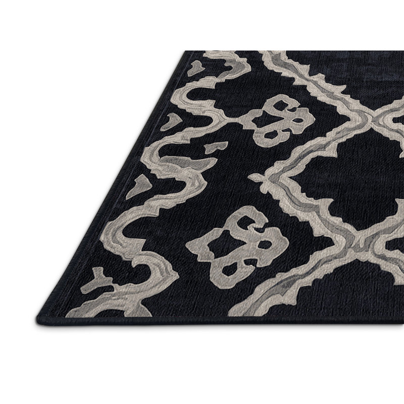 Tapis gris lavable à la machine, Rond 6 pi