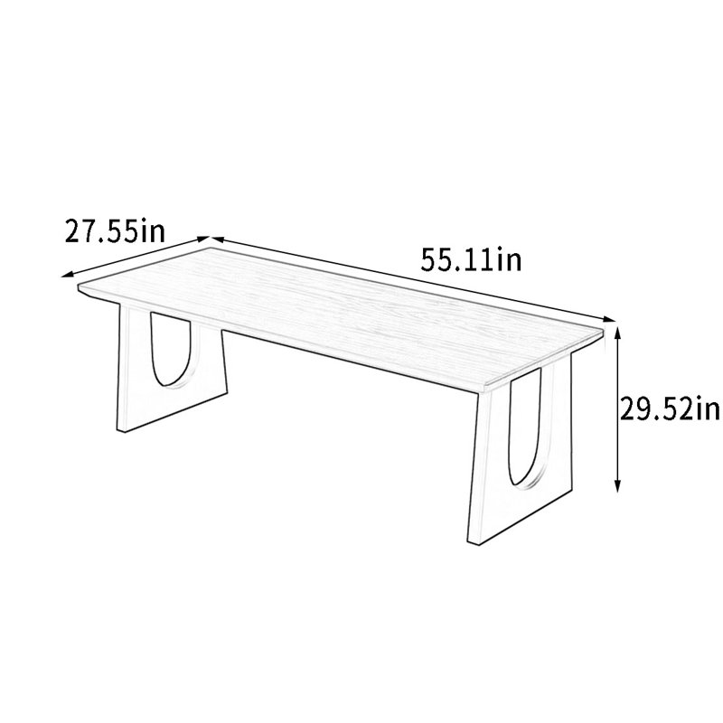 Grand bureau à panneau en bois massif avec pieds épaissis, H 29,52 po x l 55,11 po x P 27,55 po