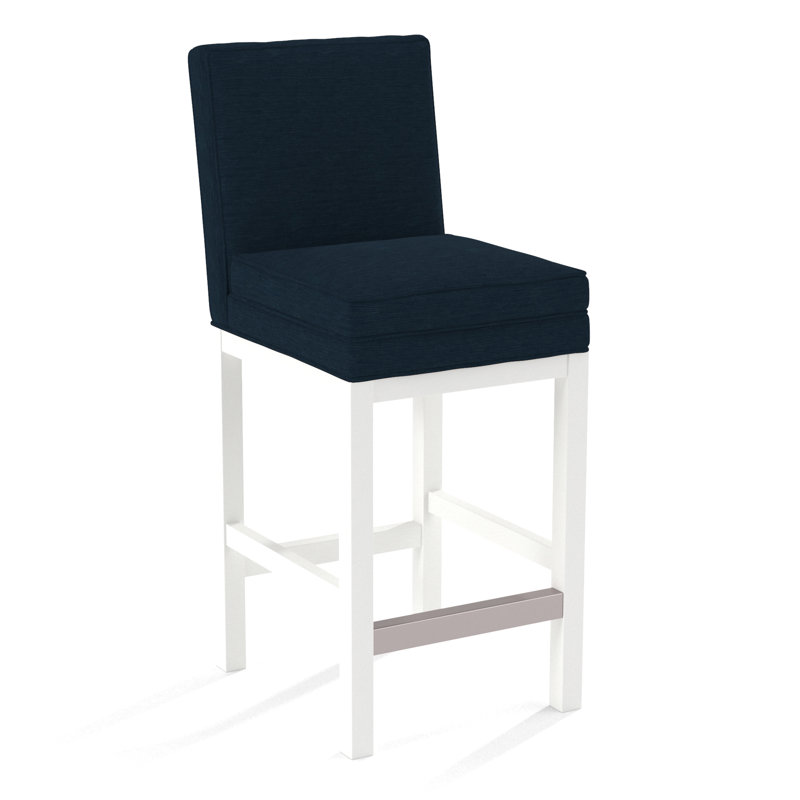 Upholstered Stool, Frost White Finish, Elite Ivory; 0321-91