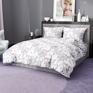 Cotton Floral Duvet Cover Set with Pillowcases (Set of 3)