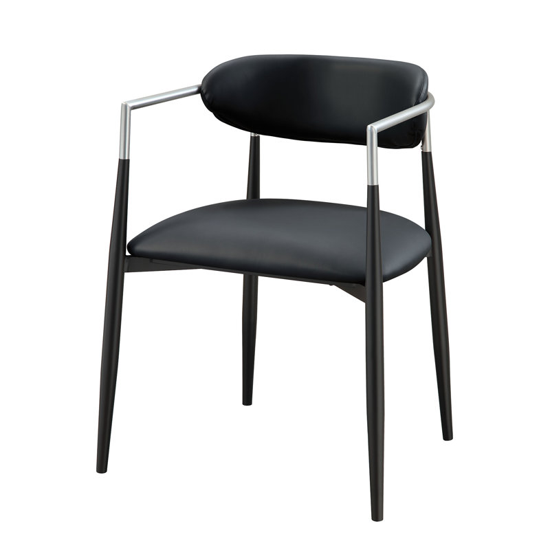 Chaise avec accoudoirs en cuir synthétique noir Gavan (ensemble de 2)