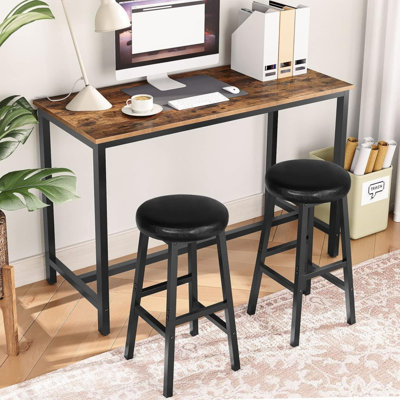 Ensemble de tabourets de bar, tabourets rembourrés en polyuréthane de 24 po avec repose-pieds, facile à assembler, pour le restaurant, la cuisine, le comptoir de bar, la salle de fête, noir