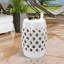Table de bout Brandessa, tabouret de jardin en céramique avec motif en treillis tissé, table d'appoint, petite table d'appoint-298776227