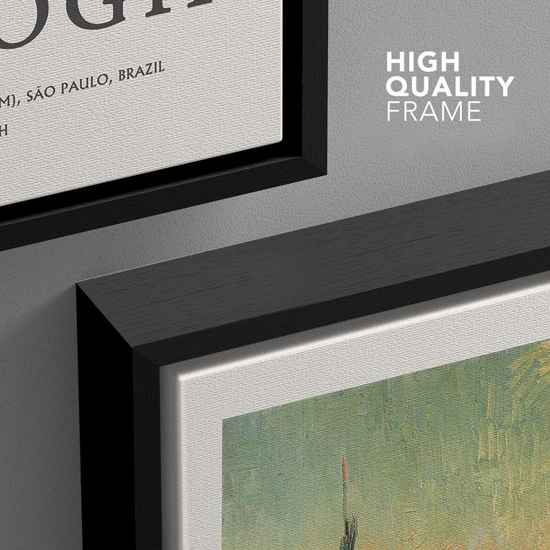 Reproduction d'art classique, paysage, marche d'un couple, encadrée sur toile par Vincent Van Gogh, Noir