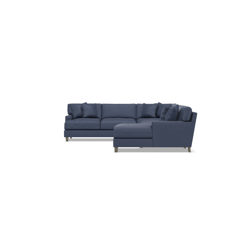 Mila 6-Piece Fabric Sectional, Right Hand Facing, 33.5" H x 137" W x 107" D, Blue Polyester