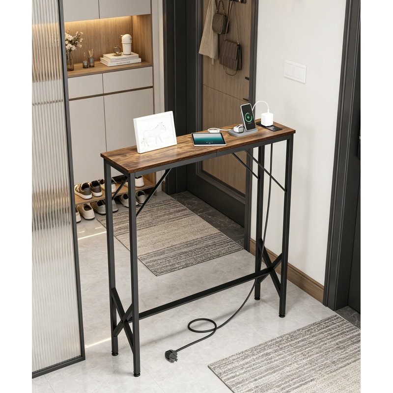 Console étroite pour entrée, Brun rustique