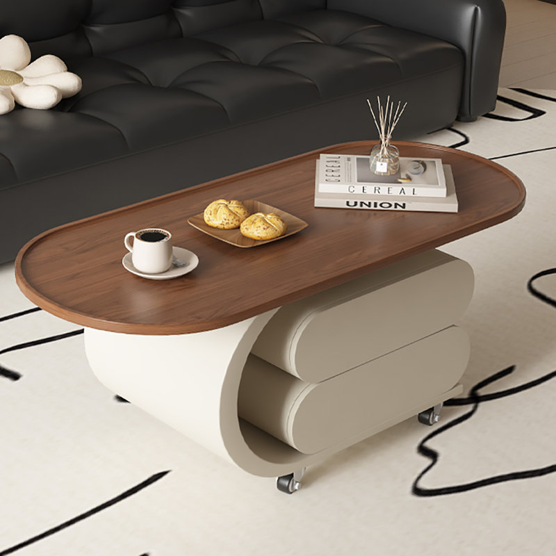 Table basse légère et portable, Crème, crème, Brun, H 19,7 po x L 47,2 po x l 23,6 po