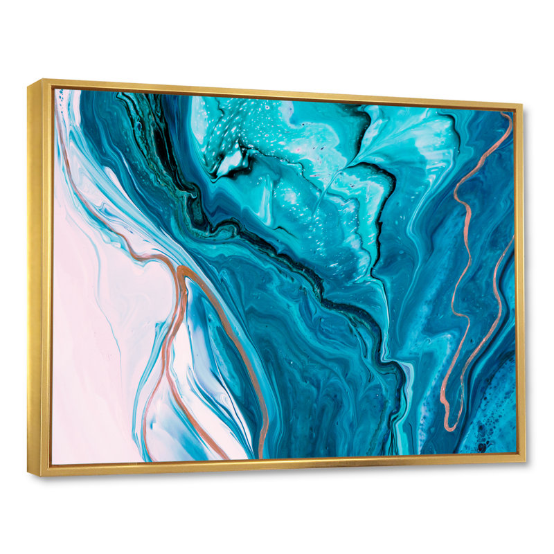 Luxury Luxury Turquoise Marble River - œuvre d'art moderne sur toile, H 24 po x l 36 po x P 1 po