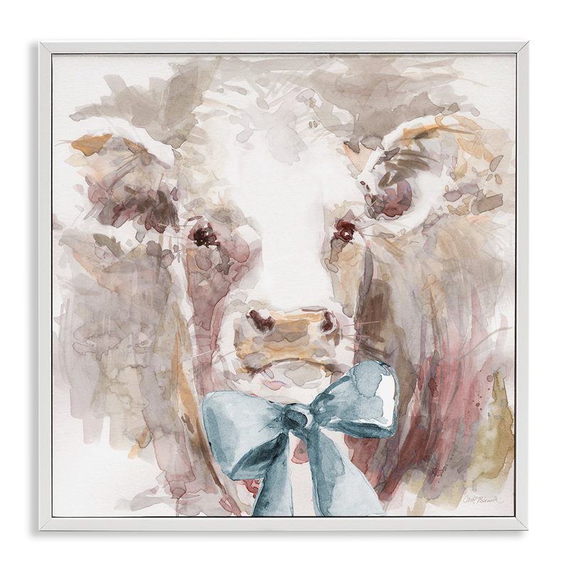 Vache douce et abstraite, giclée encadrée, design par Carol Robinson, H 17 po x l 17 po