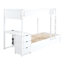Lit superposé simple au-dessus de simple avec lit gigogne simple, rangement et bureau