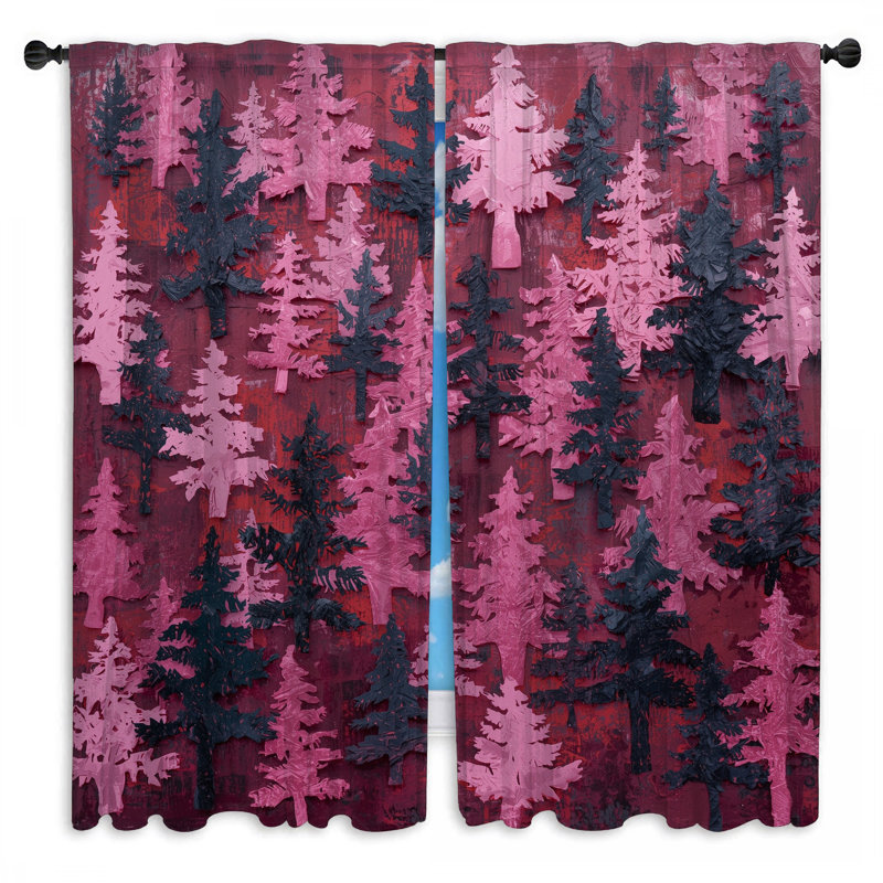 Paire de rideaux obscurcissant Pink Forest, 40 po x 50 po - 2 panneaux, Transparent