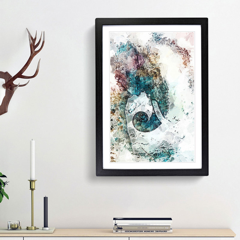 Elephant Profile in Abstract - Picture Frame Painting Print, 36cm H x 27cm W x 2cm D, Black Framed