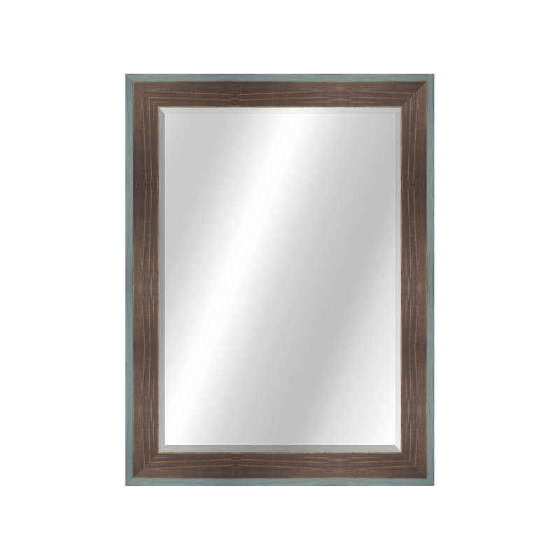 Country Colors II Solid Wood Rectangle Wall Mirror, 47.5" x 28.5", Gray/Brown